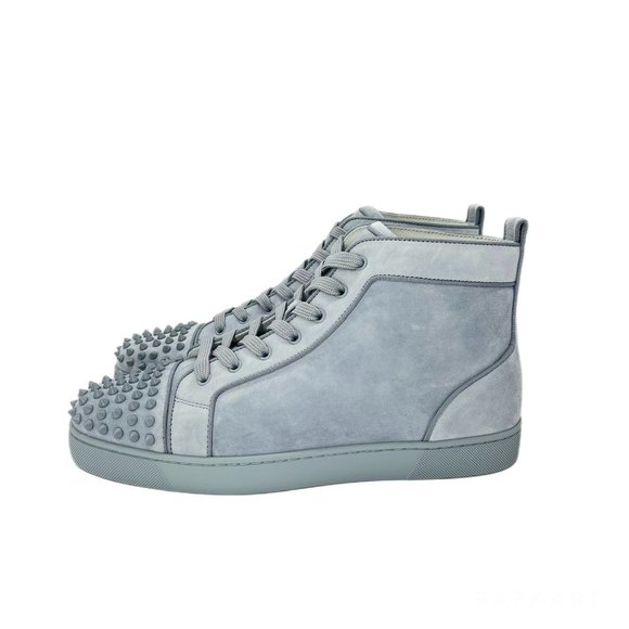 Christian Louboutin Lou Spikes Orlato Suede High-top Sneakers Paseo Blue US 11 - Picture 1 of 15